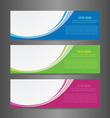 Set three abstract modern banner texture. Vector banner background for web banner design
