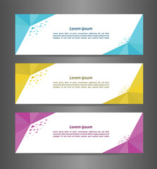 Fototapeta premium Set three abstract modern banner texture. Vector banner background for web banner design