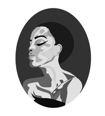 Portrait beauty girl face vector sign or icon