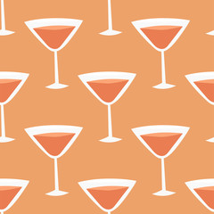 Alcohol drinks beverages cocktail seamless pattern lager container drunk daiquiri glasses vector illustration.