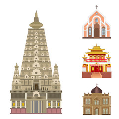 Obraz premium Cathedral church temple traditional building landmark tourism vector illustration