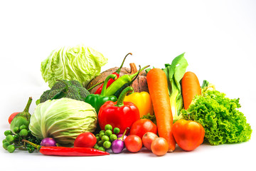 collection vegetables isolated white background