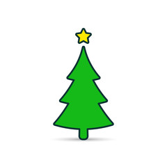 Fir tree color icon. Spruce vector illustration for holiday decaration