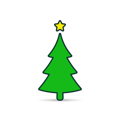 Fir tree color icon. Spruce vector illustration for holiday decaration