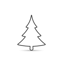Fir tree outline icon. Spruce vector silhouette for decaration