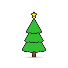 Fir tree green icon, flat design style. Spruce vector symbol