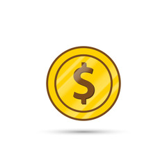 Gold coin icon. Vector isolated simple symbol