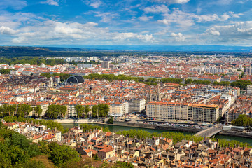 Panoramic view of Lyon, France