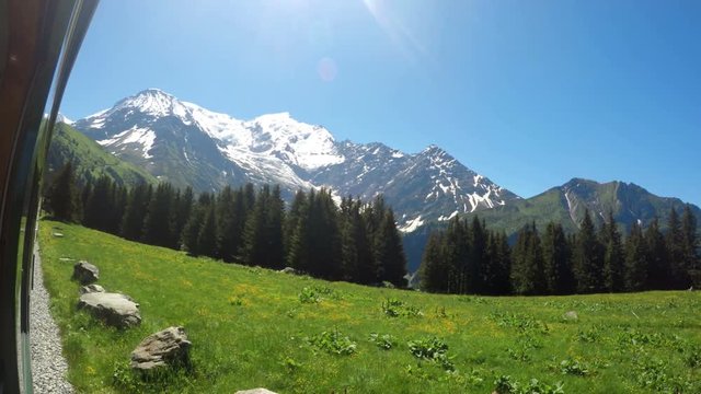 Beautiful POV Of Red Train Going To Montenvers Mer de 