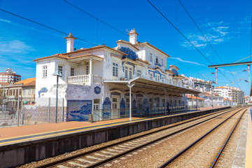 Fototapeta na wymiar Railway station in Aveiro, Portugal