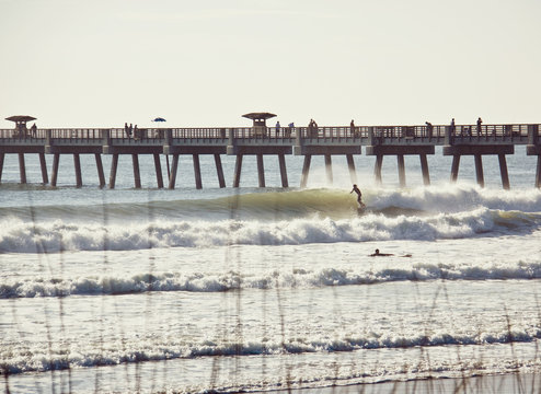 Surfing Jacksonville Pier