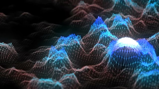 cinematic background. lifting and lowering of information nodes. seamless loop.