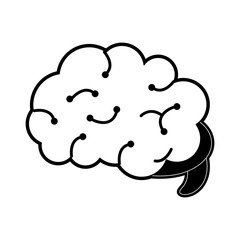 human brain artificial intelligence related icon image vector illustration design  black and white
