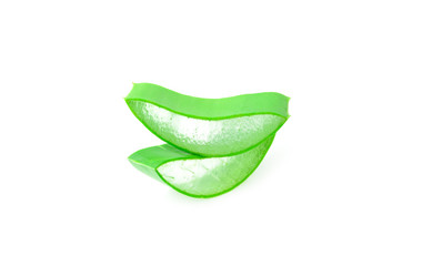 Slice Aloe Vera for skin care and hair care on white background