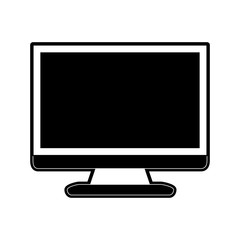 computer monitor with blank screen icon image vector illustration design  black and white