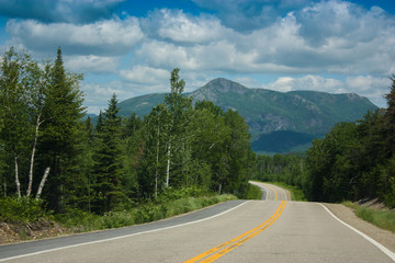Empty road, Grands-Jardins National Park in Quebec Canada