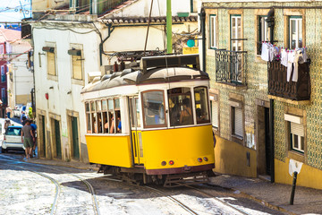 Naklejka na ściany i meble Vintage tram in Lisbon
