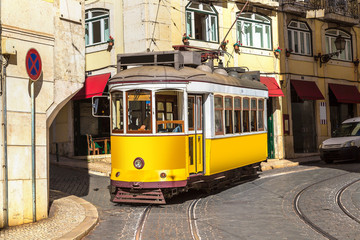 Vintage tram in  Lisbon