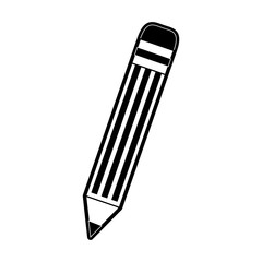 pencil with eraser icon image vector illustration design  black and white