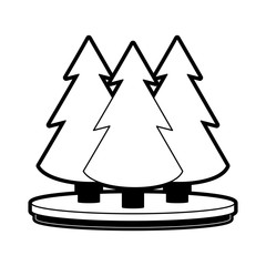 pine tree forest icon image vector illustration design  black and white