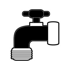 faucet and water drop icon image vector illustration design  black and white