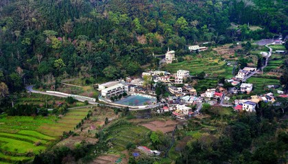 Fototapeta na wymiar Aerial view of the garden tribe in Hsinchu, Taiwan