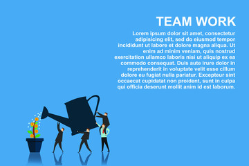 team work illustration watering invesment money . Business concept illustration