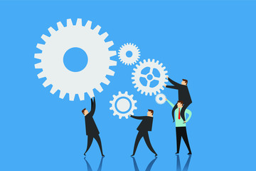 team work illustration arrange gear. Business concept illustration