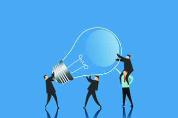 team work with light bulb. Business concept illustration