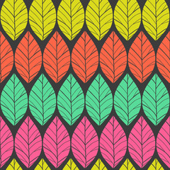 Colorful  seamless pattern with leaves