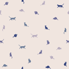 Seamless pattern with small cats