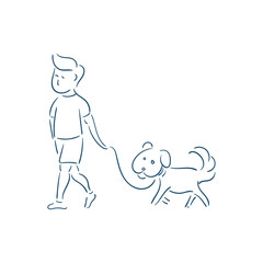 people walk with dog illustration