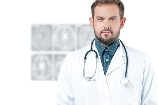 Male doctor with stethoscope. Healthcare