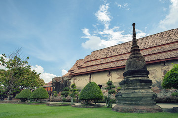 old brick church of wat yai chaimongkol ayutthaya heritage site thailand