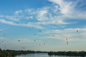 bunch of hot air balloon in the sky of st-jean-sur-richelieu