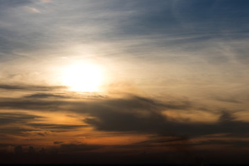 Light shines with dusky clouds.