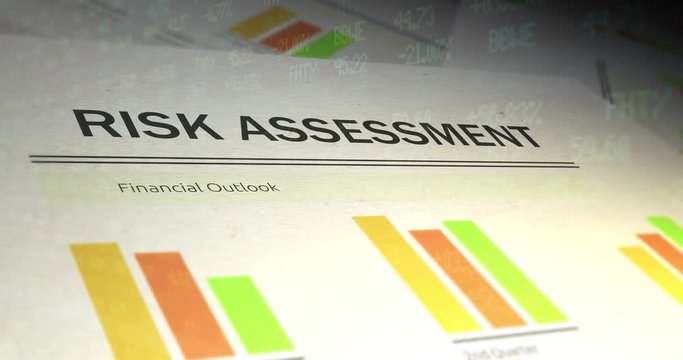 Financial Paperwork With Stock Market Ticker Overlay - Risk Assessment