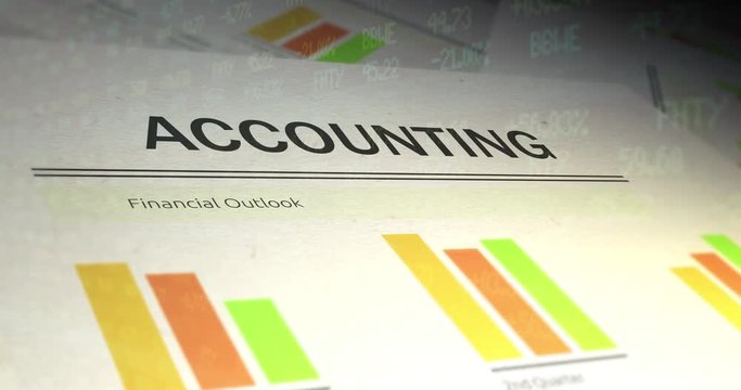Financial Paperwork with Stock Market Ticker overlay - Accounting