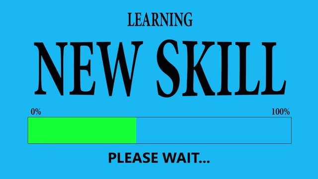 Progress Bar Loading with the text: learning new slill.