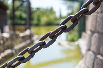 Iron chain close up view