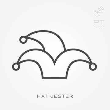 Line icon hat jester