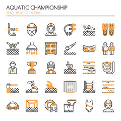 Aquatic Championship , Thin Line and Pixel Perfect Icons.