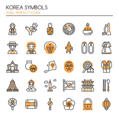 Korea Symbols , Thin Line and Pixel Perfect Icons.