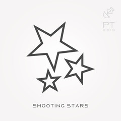Line icon shooting stars