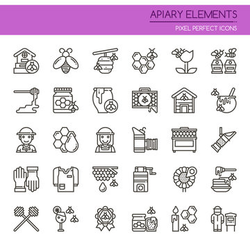 Apiary Elements , Thin Line and Pixel Perfect Icons.