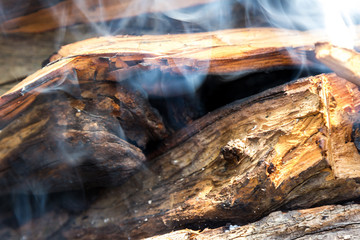 chopped firewood in a fire