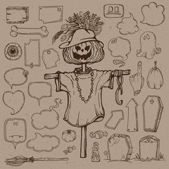 Set of Halloween speech bubbles