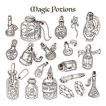 Magic potions Tubes and bottles