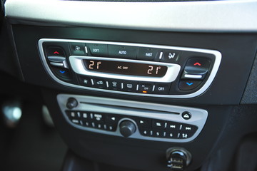 interior of a modern car. Black dashboard
