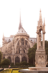 Fototapeta na wymiar Notre Dame Cathedral La fontaine de la Vierge